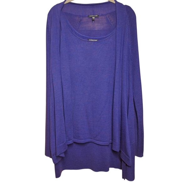 Eileen Fisher Sweaters - Eileen Fisher 100% Merino Wool Tank cardigan sweater 2 peice set indiago blue M